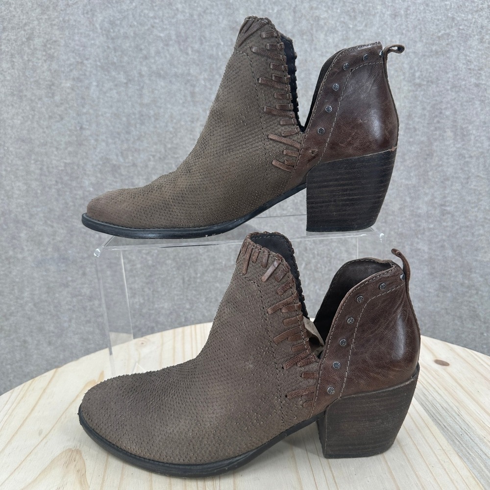 OTBT Santa Fe Ankle Booties Womens 8M Brown Studded Suede Leather Split Shaft